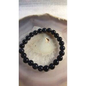 Blue Sandstone Beaded Stretch Bracelet
